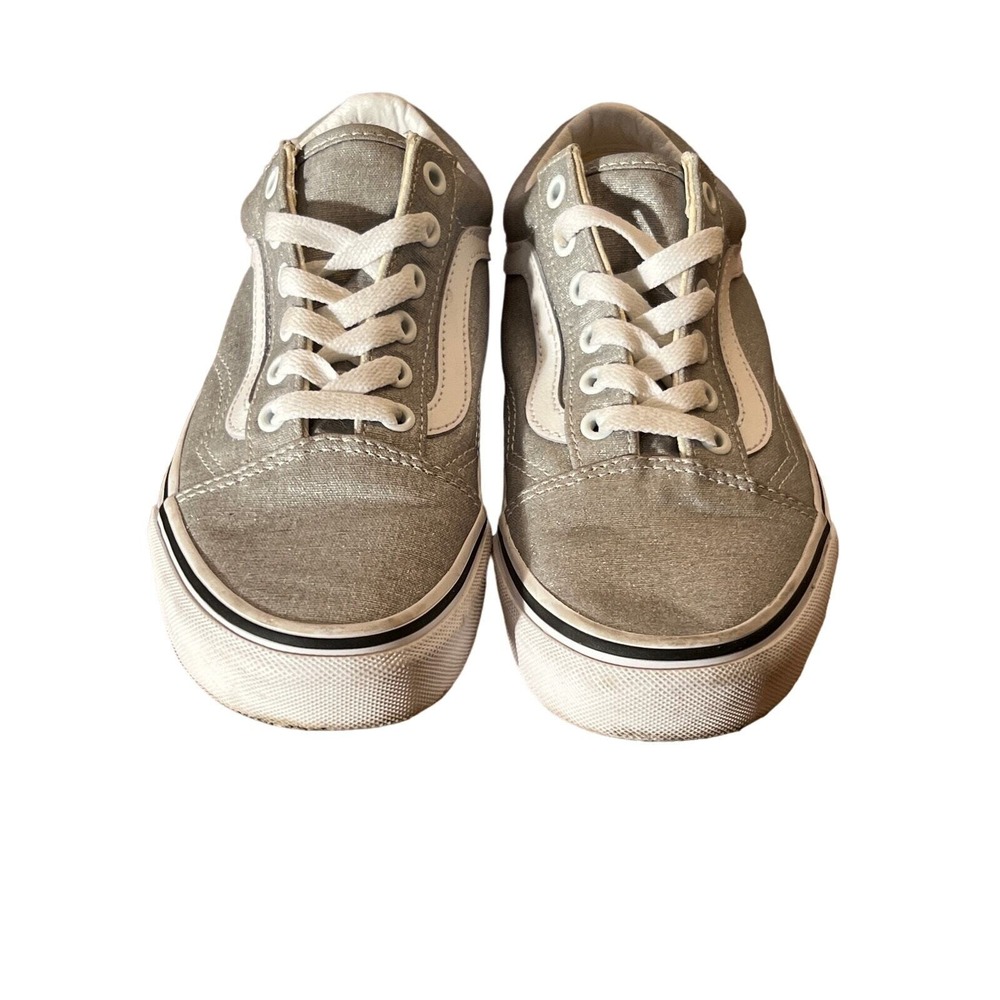 Vans Old Skool Silver Glitter Metallic Low Top Sneakers Mens 5‎ Womens 6.5